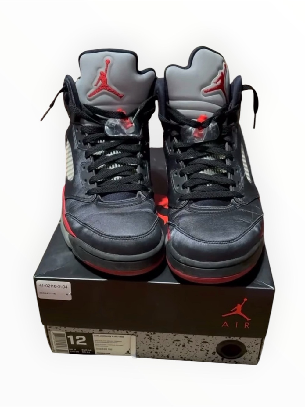 Air Jordan 5 Retro Satin Bred - Black/University Red 136027-006 size 12